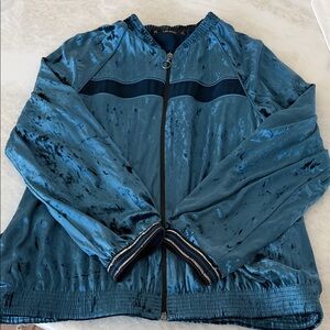 Zara Teal Satin Bomber Jacket